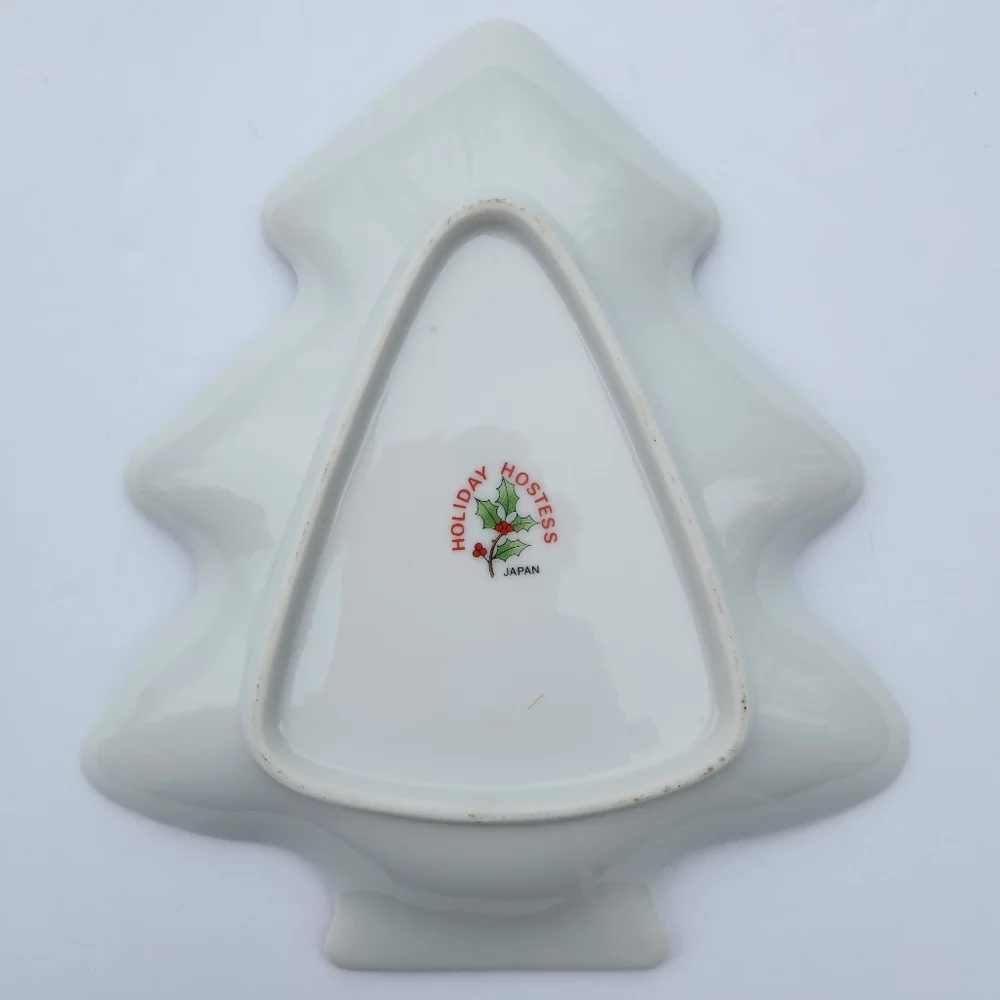 Vintage Holiday Hostess Fine China Christmas Tree Shaped Candy Dish